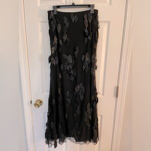 Chetta B maxi skirt with faux-leather leaf detailing